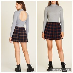 Elodie NWOT Sparkle Open Back Mock Neck Crop Top Long Sleeve Silver XL